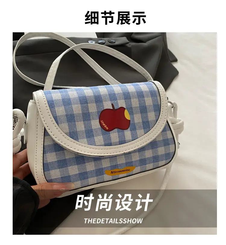 Cute Apple Design Crossbody Bag Blue White — feature 2