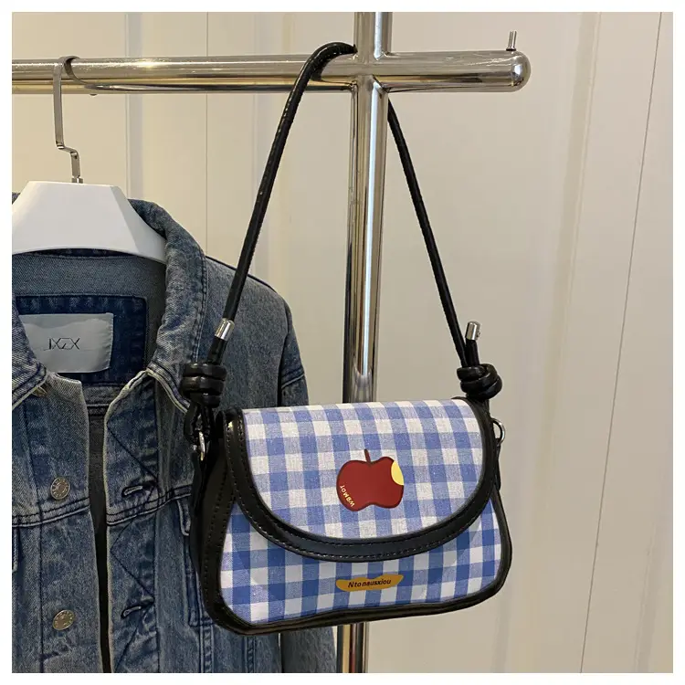 Cute Apple Design Crossbody Bag Blue White — feature 21