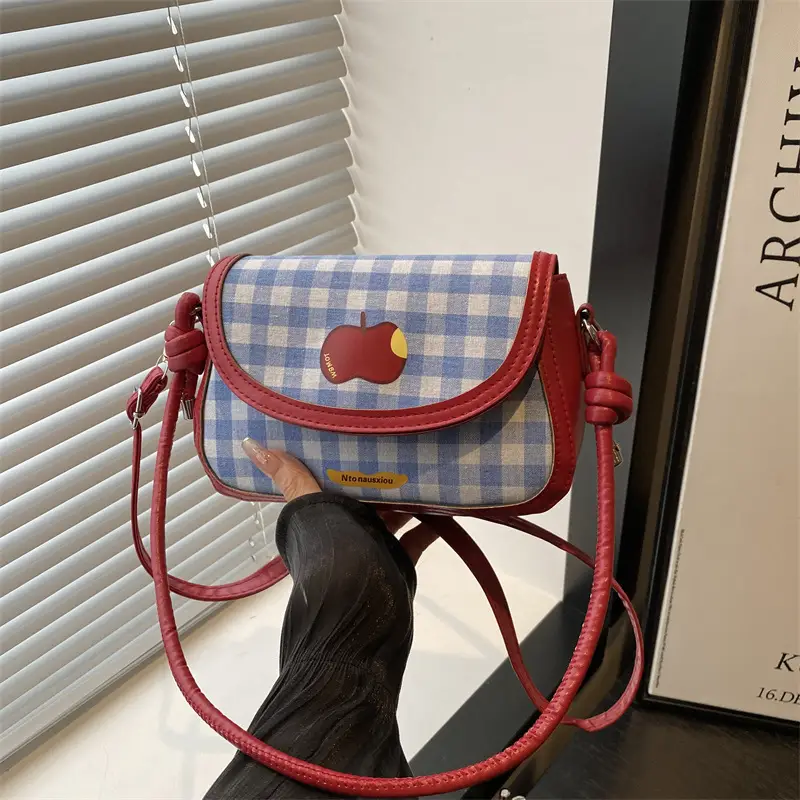 Cute Apple Design Crossbody Bag Blue White - Image 3