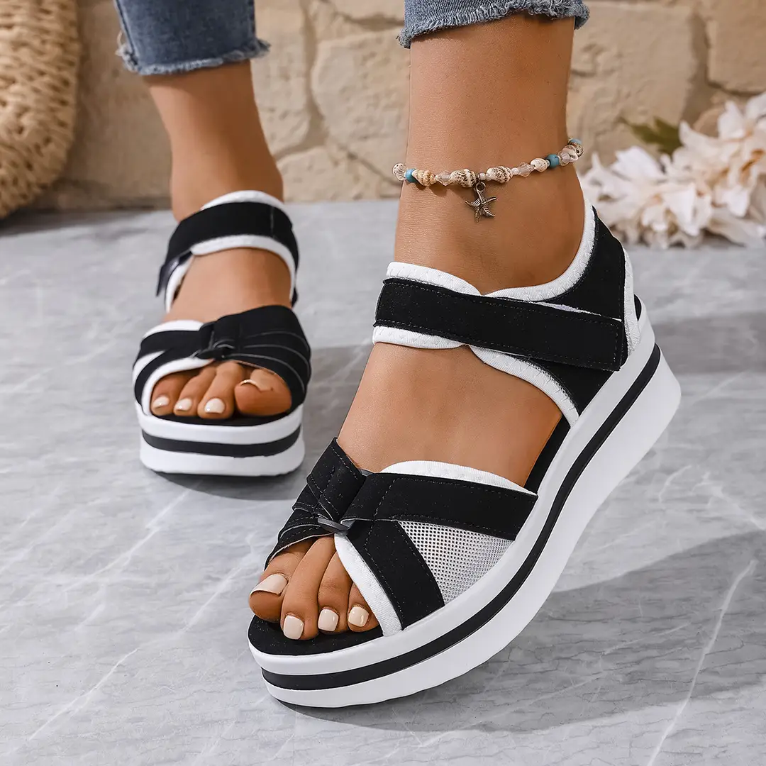 Summer New Women's Fish Mouth Cross Sandals Breathable Sports Style Foreign Trade Large Size Women's Shoes Thick-Soled Sandals for Women - Image 7