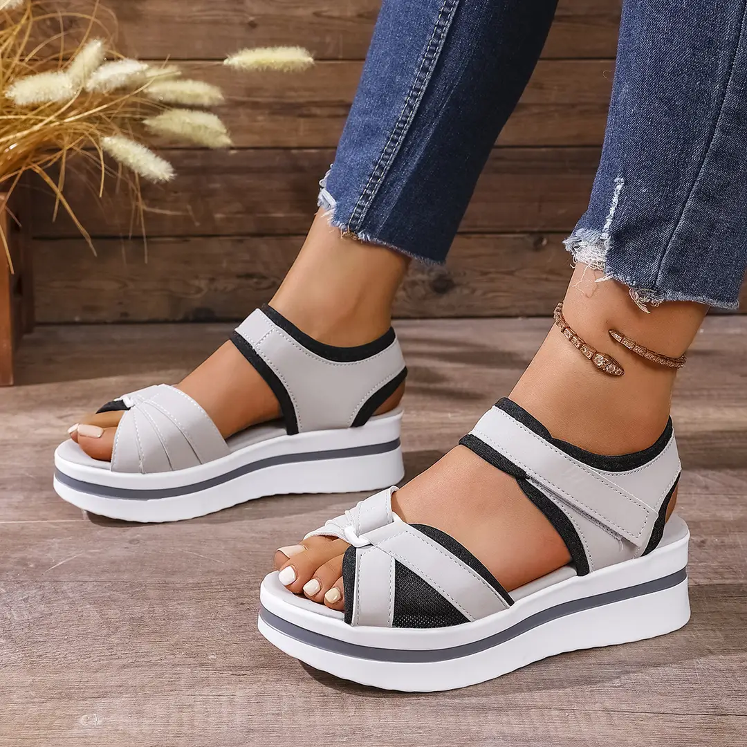 Summer New Women's Fish Mouth Cross Sandals Breathable Sports Style Foreign Trade Large Size Women's Shoes Thick-Soled Sandals for Women - Image 8