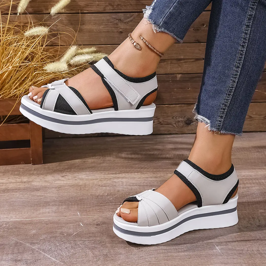 Summer New Women's Fish Mouth Cross Sandals Breathable Sports Style Foreign Trade Large Size Women's Shoes Thick-Soled Sandals for Women — feature 11