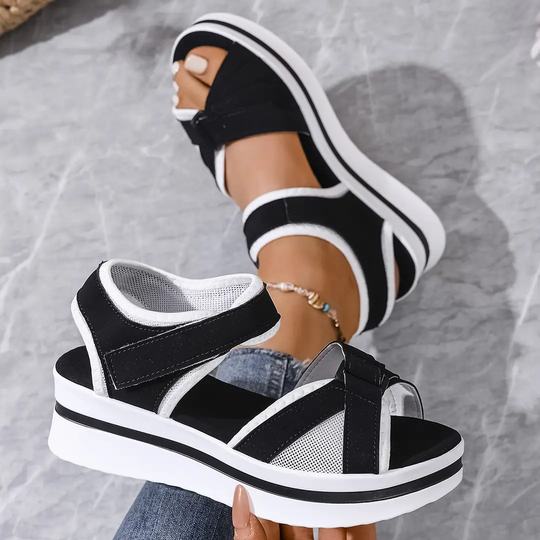 Summer New Women's Fish Mouth Cross Sandals Breathable Sports Style Foreign Trade Large Size Women's Shoes Thick-Soled Sandals for Women — feature 14