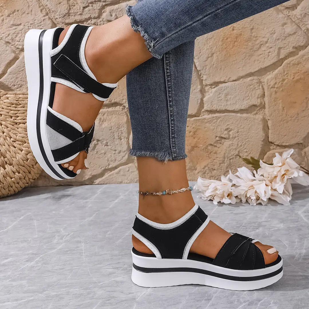 Summer New Women's Fish Mouth Cross Sandals Breathable Sports Style Foreign Trade Large Size Women's Shoes Thick-Soled Sandals for Women — feature 16