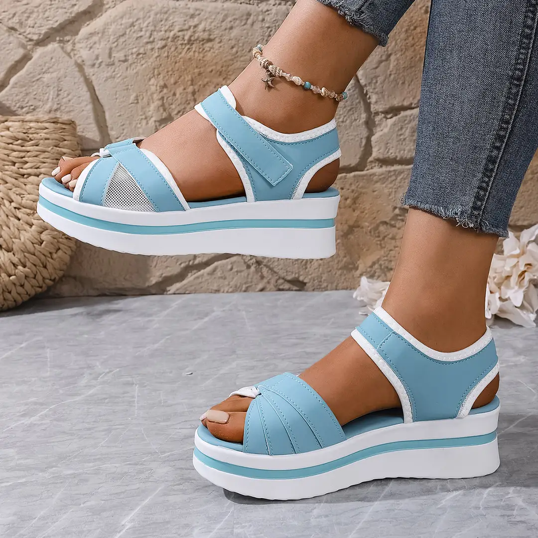 Summer New Women's Fish Mouth Cross Sandals Breathable Sports Style Foreign Trade Large Size Women's Shoes Thick-Soled Sandals for Women — feature 18