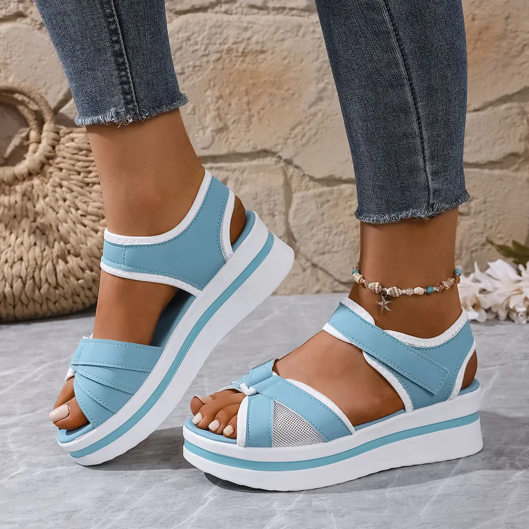 Summer New Women's Fish Mouth Cross Sandals Breathable Sports Style Foreign Trade Large Size Women's Shoes Thick-Soled Sandals for Women — feature 19