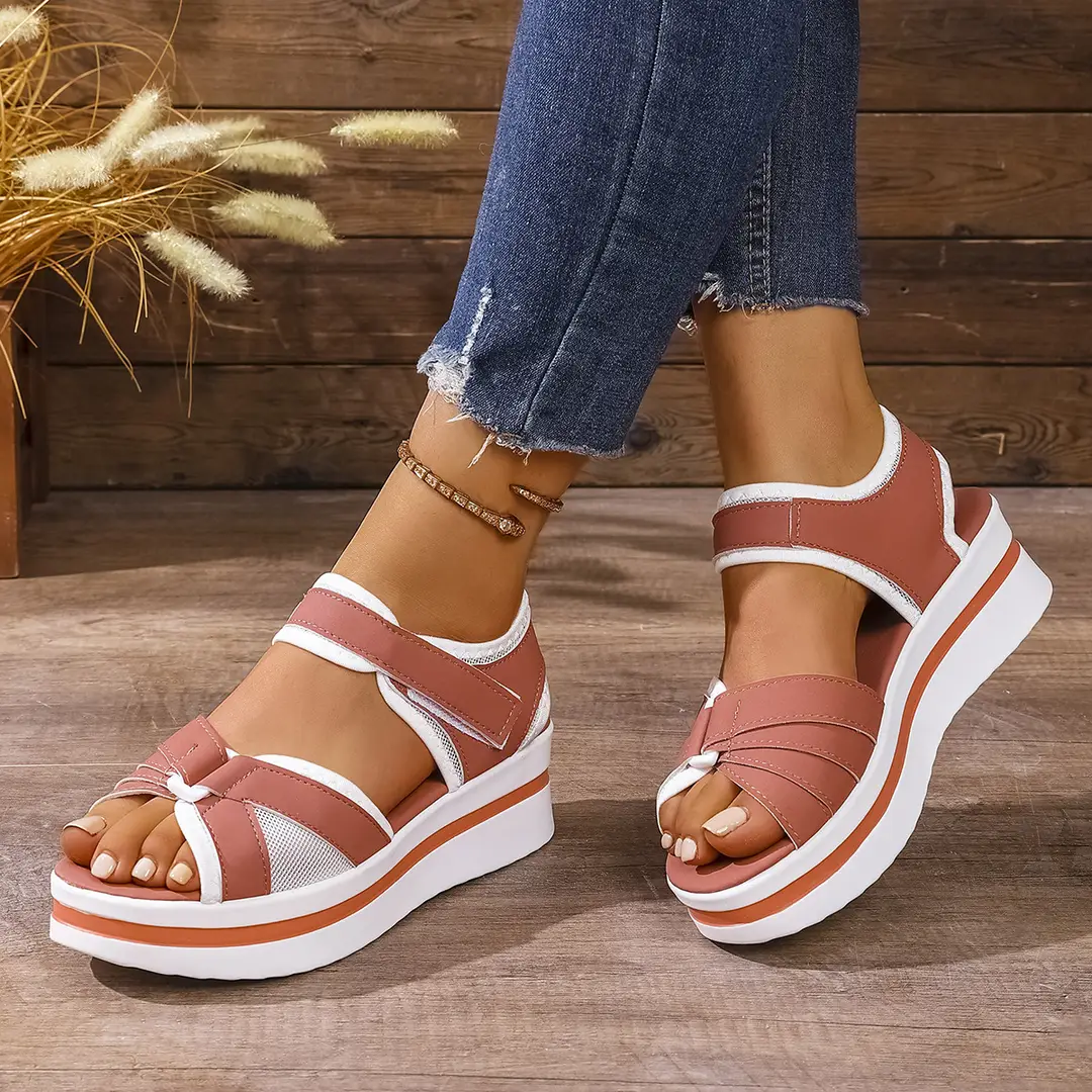 Summer New Women's Fish Mouth Cross Sandals Breathable Sports Style Foreign Trade Large Size Women's Shoes Thick-Soled Sandals for Women — feature 2