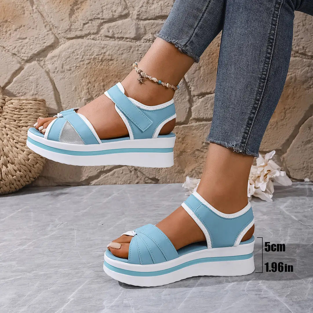 Summer New Women's Fish Mouth Cross Sandals Breathable Sports Style Foreign Trade Large Size Women's Shoes Thick-Soled Sandals for Women — feature 20