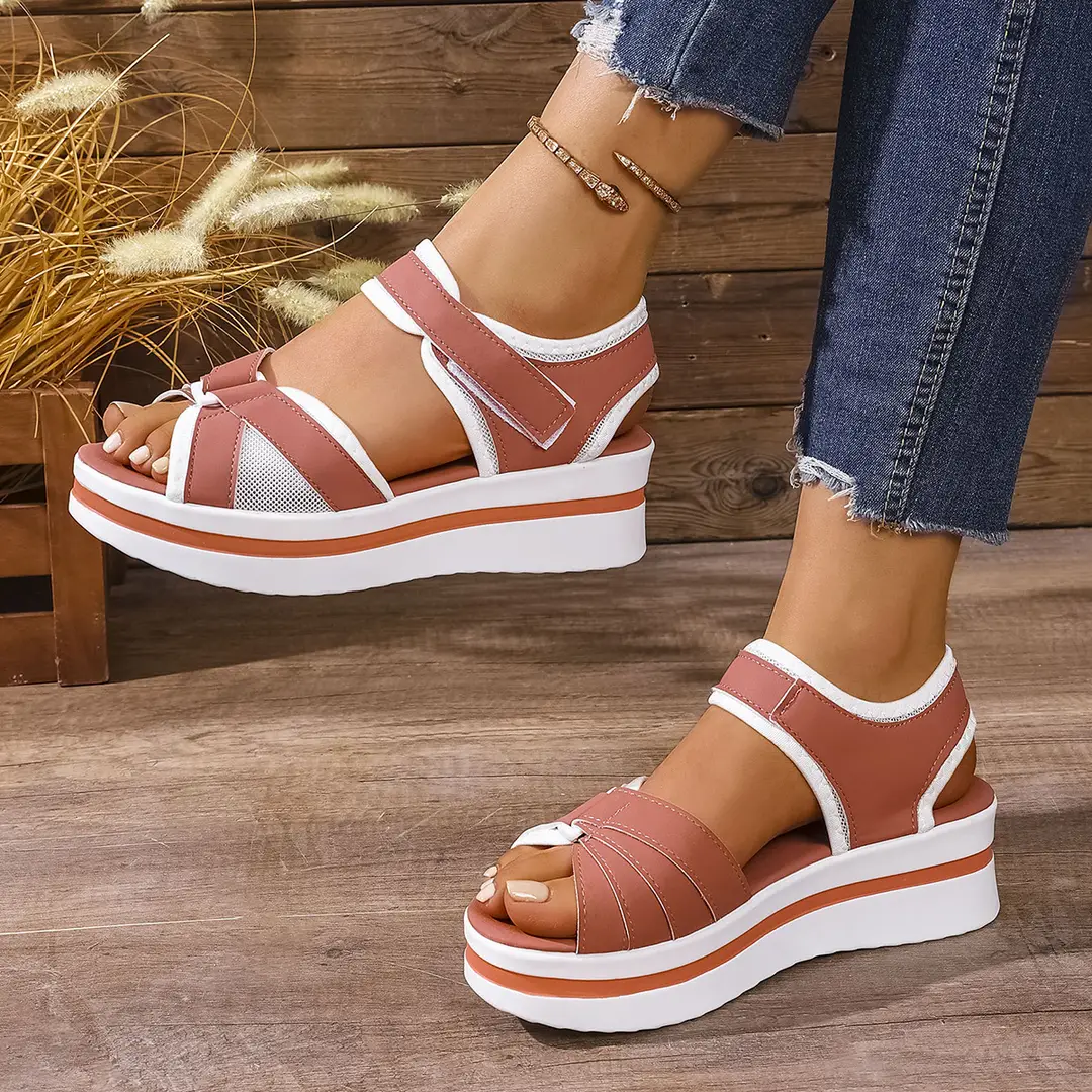 Summer New Women's Fish Mouth Cross Sandals Breathable Sports Style Foreign Trade Large Size Women's Shoes Thick-Soled Sandals for Women — feature 3