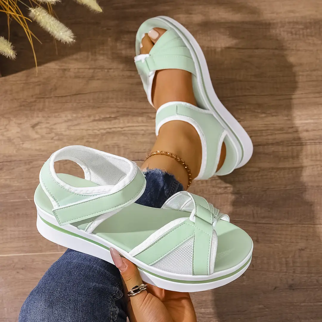 Summer New Women's Fish Mouth Cross Sandals Breathable Sports Style Foreign Trade Large Size Women's Shoes Thick-Soled Sandals for Women — feature 6