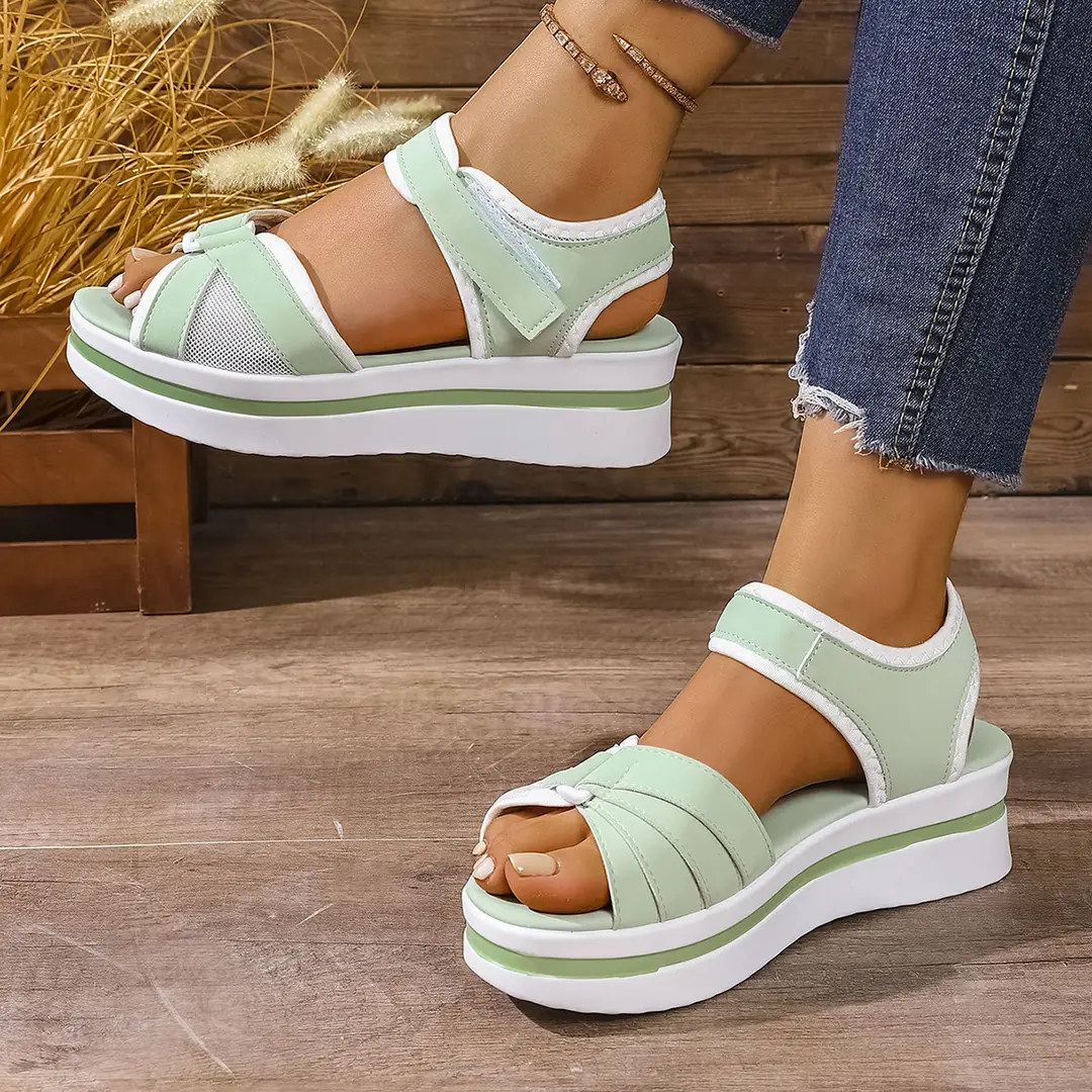 Summer New Women's Fish Mouth Cross Sandals Breathable Sports Style Foreign Trade Large Size Women's Shoes Thick-Soled Sandals for Women — feature 8