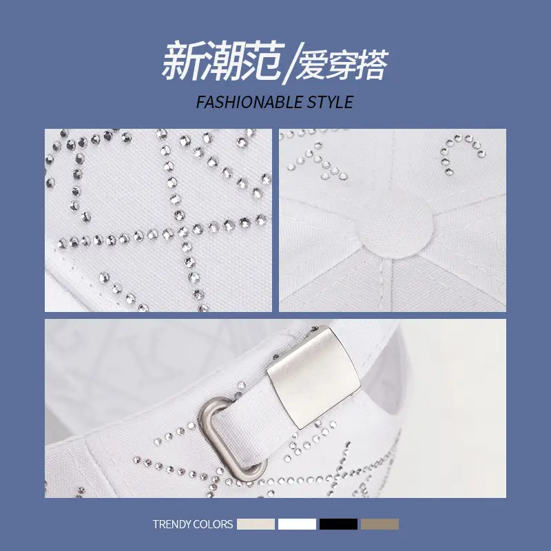 White Diamond Letter Baseball Cap for Women Spring Autumn