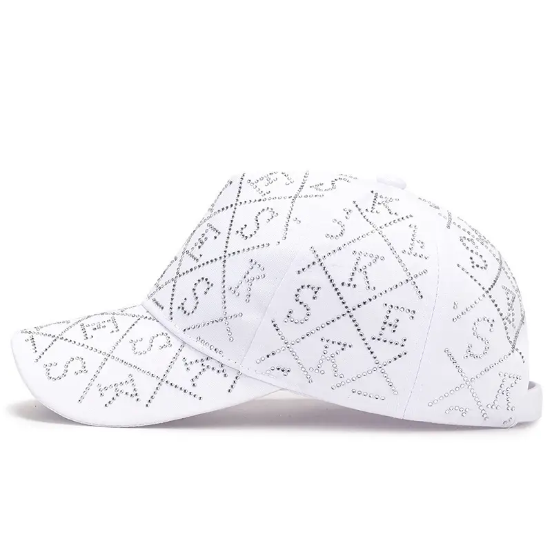 White Diamond Letter Baseball Cap for Women Spring Autumn