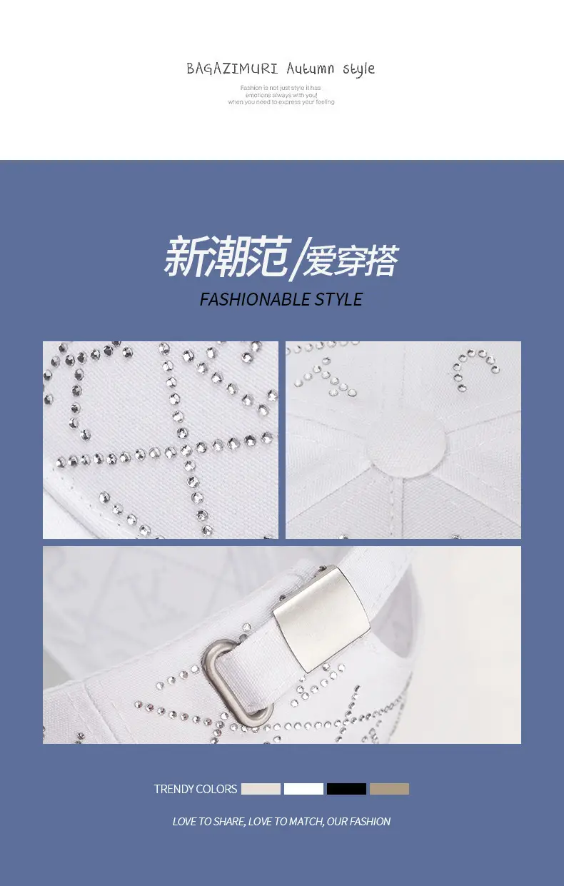White Diamond Letter Baseball Cap for Women Spring Autumn — feature 2