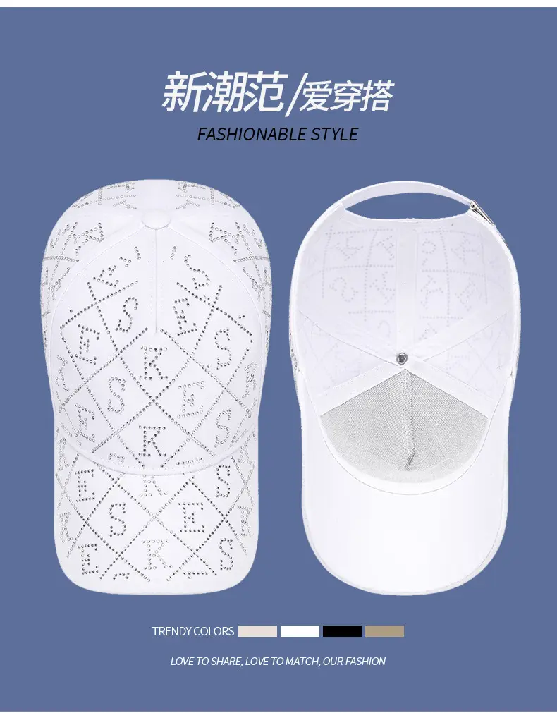 White Diamond Letter Baseball Cap for Women Spring Autumn — feature 7