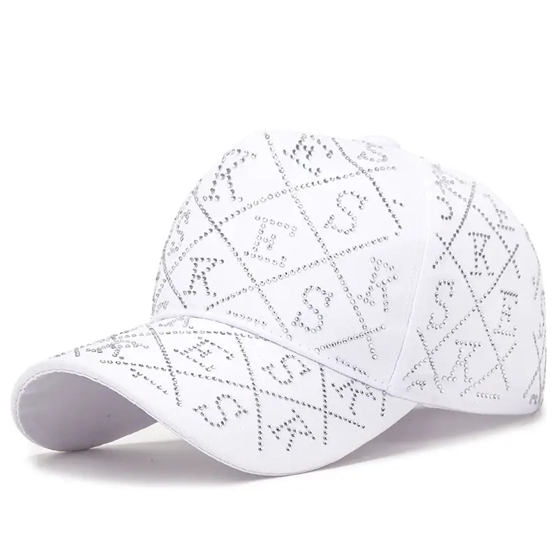White Diamond Letter Baseball Cap for Women Spring Autumn