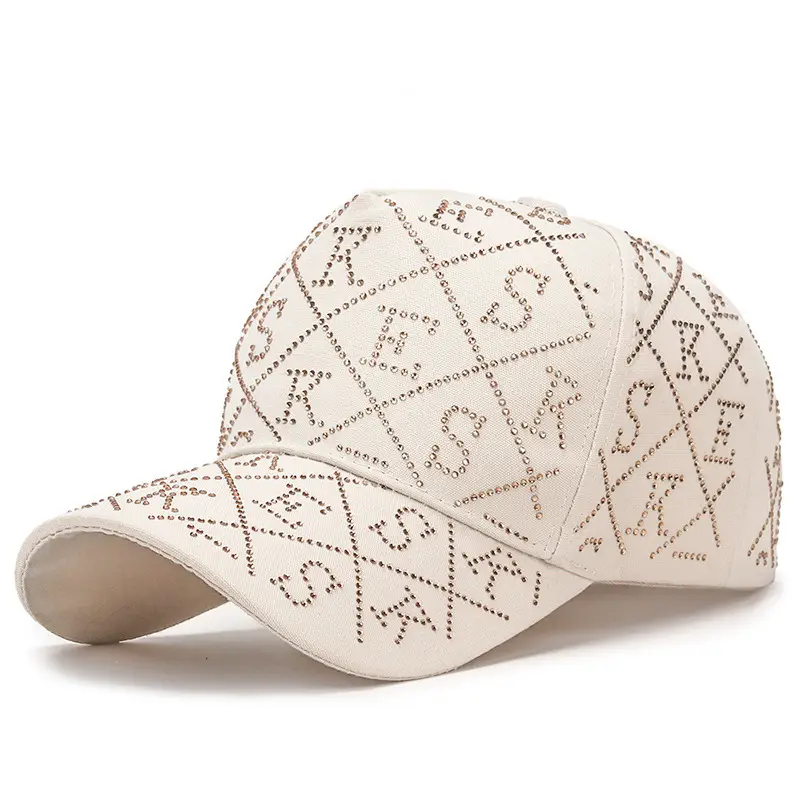 White Diamond Letter Baseball Cap for Women Spring Autumn