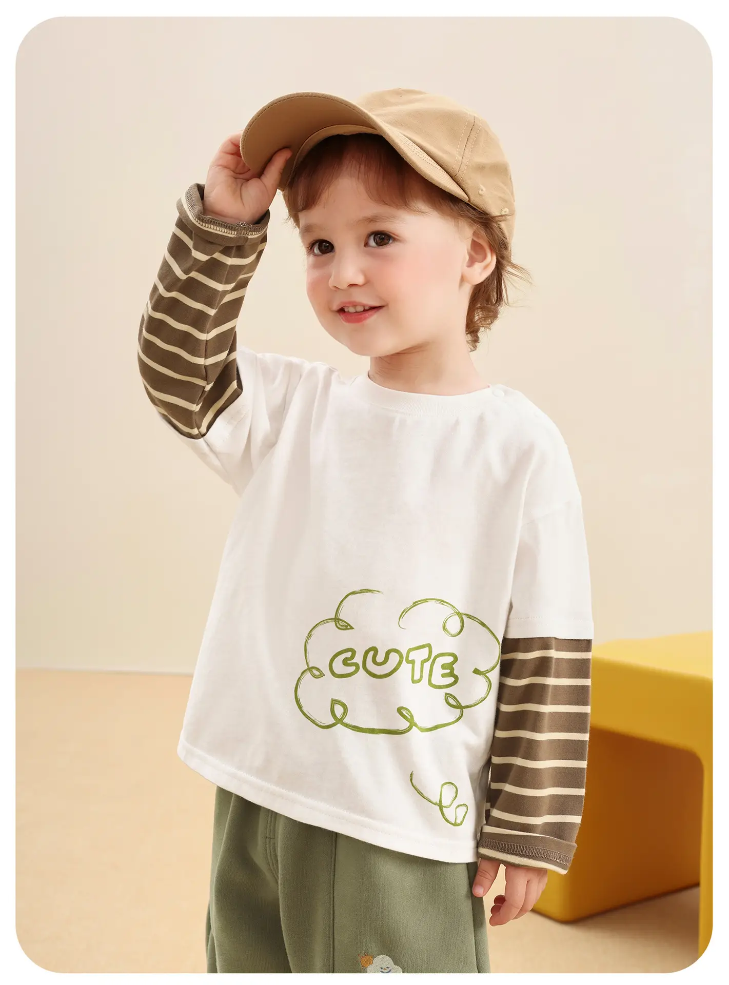 Kaka Panda Boys Long Sleeve T-Shirt Green Pants Set — feature 7
