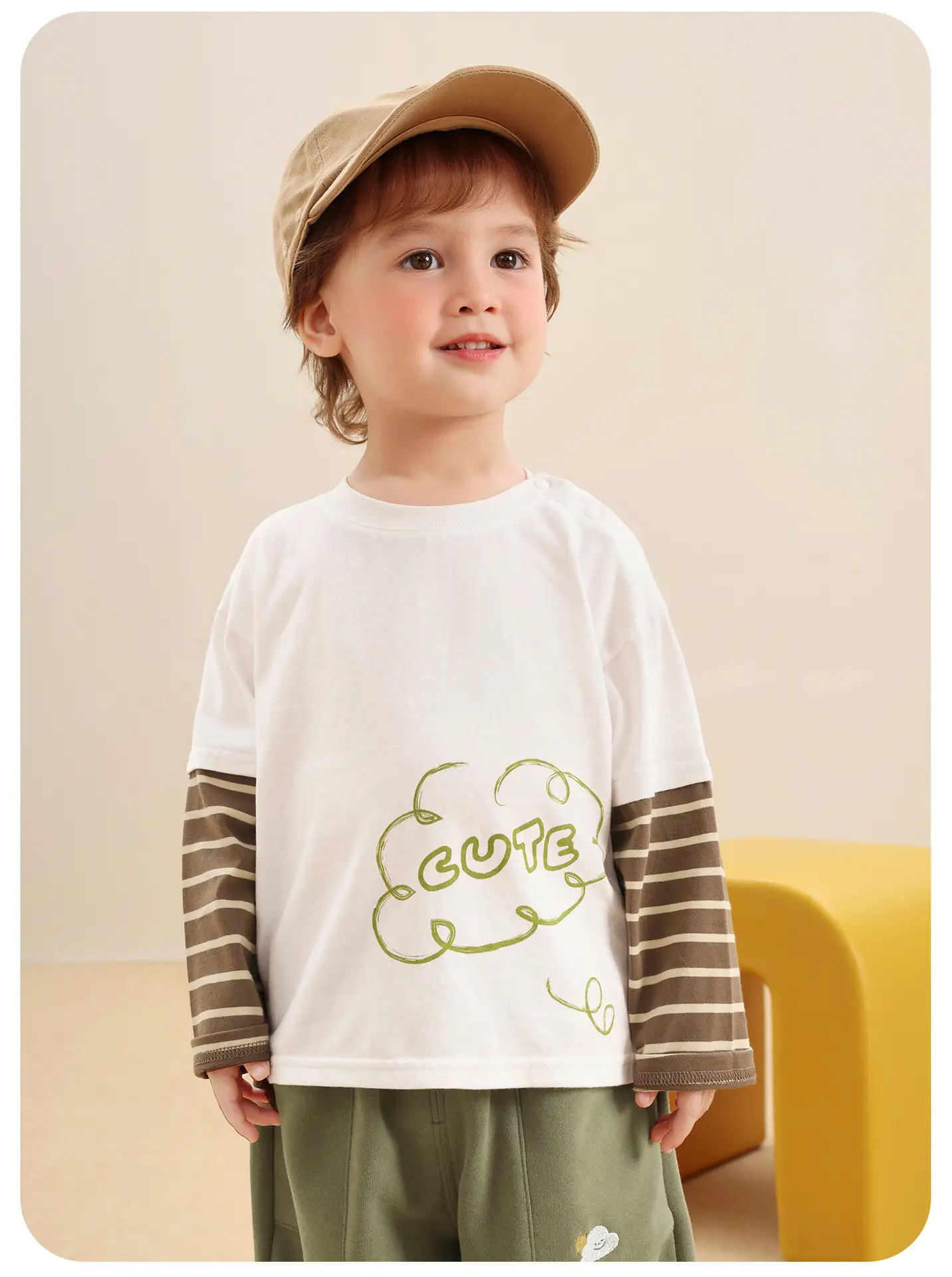 Kaka Panda Boys Long Sleeve T-Shirt Green Pants Set — feature 9