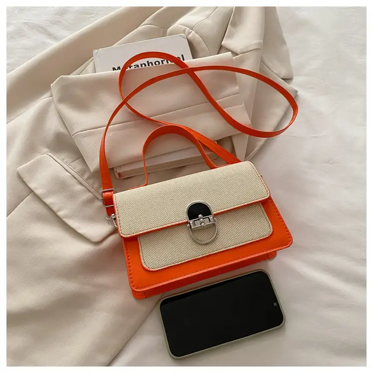 Women's Green Cream Lock Buckle Shoulder Bag — feature 14