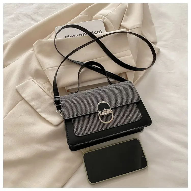 Women's Green Cream Lock Buckle Shoulder Bag — feature 17