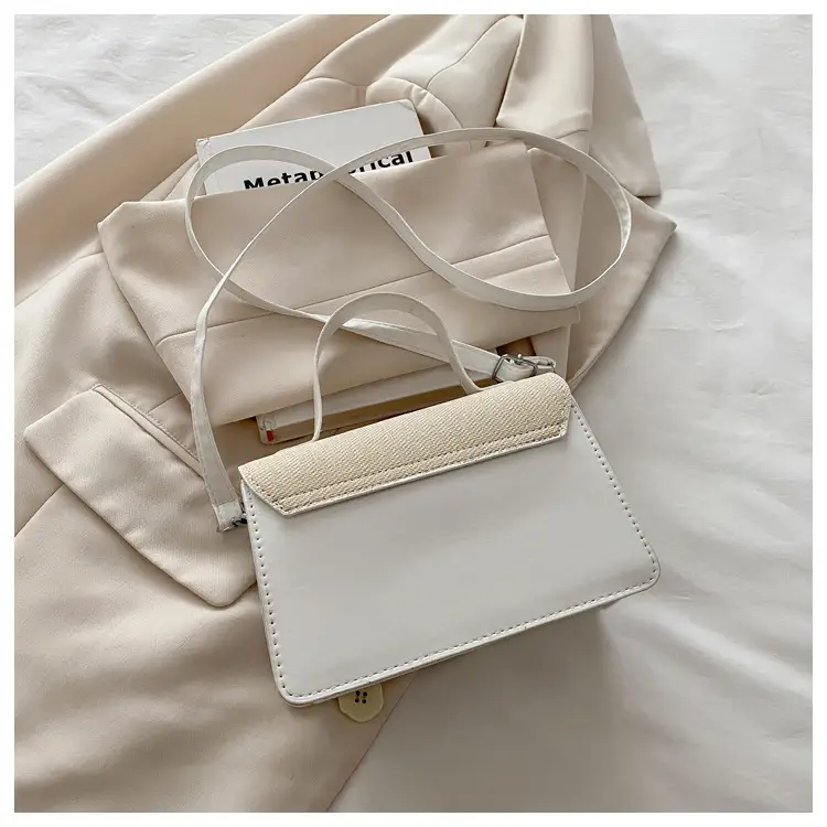 Women's Green Cream Lock Buckle Shoulder Bag — feature 24