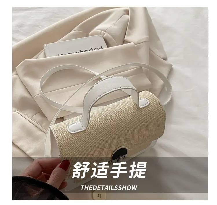 Women's Green Cream Lock Buckle Shoulder Bag — feature 3