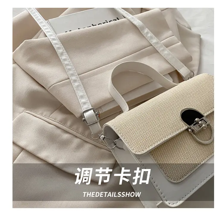 Women's Green Cream Lock Buckle Shoulder Bag — feature 4