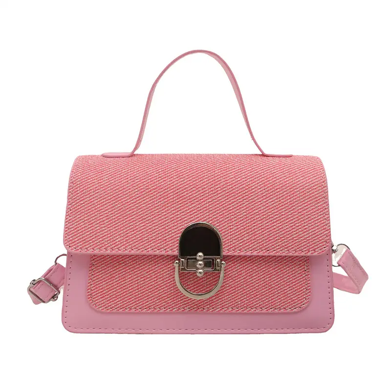 Women's Green Cream Lock Buckle Shoulder Bag - Image 4