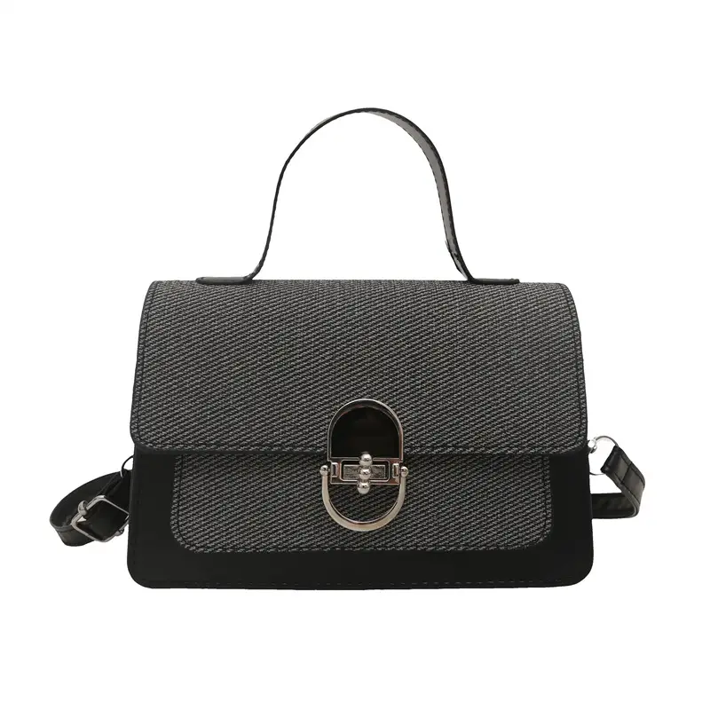 Women's Green Cream Lock Buckle Shoulder Bag - Image 5