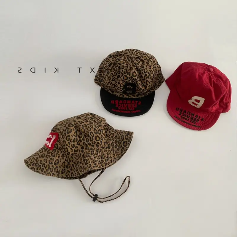 Toddler Red Leopard Print Bucket Cap with Soft Bristle - Image 5