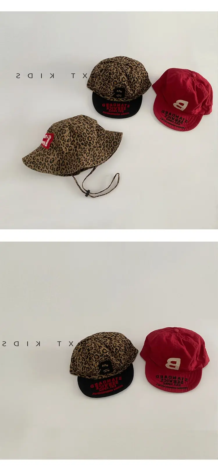 Toddler Red Leopard Print Bucket Cap with Soft Bristle — feature 1