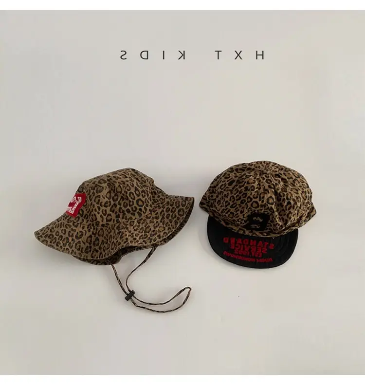 Toddler Red Leopard Print Bucket Cap with Soft Bristle — feature 2