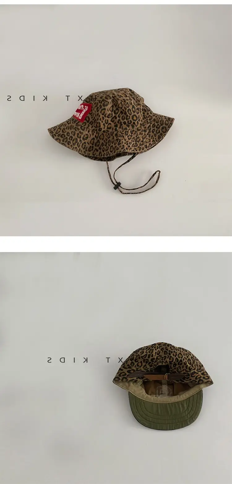 Toddler Red Leopard Print Bucket Cap with Soft Bristle — feature 5