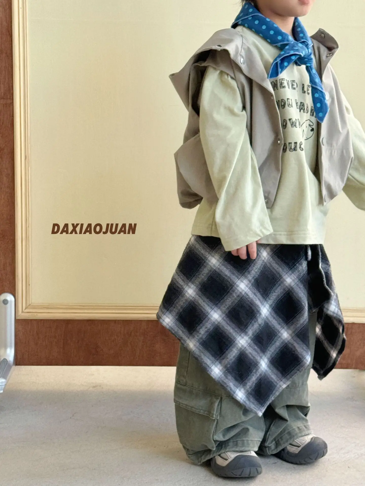 Girls Plaid Pants Outfit 2025 Autumn Top - Image 6