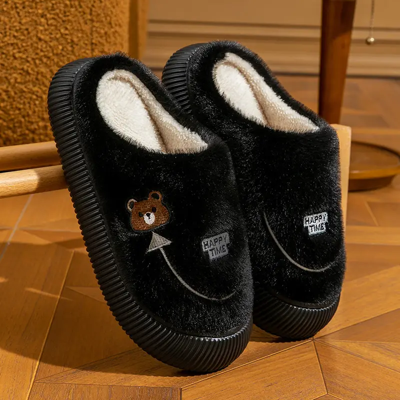 Men Winter Cotton Slippers White Bear Design