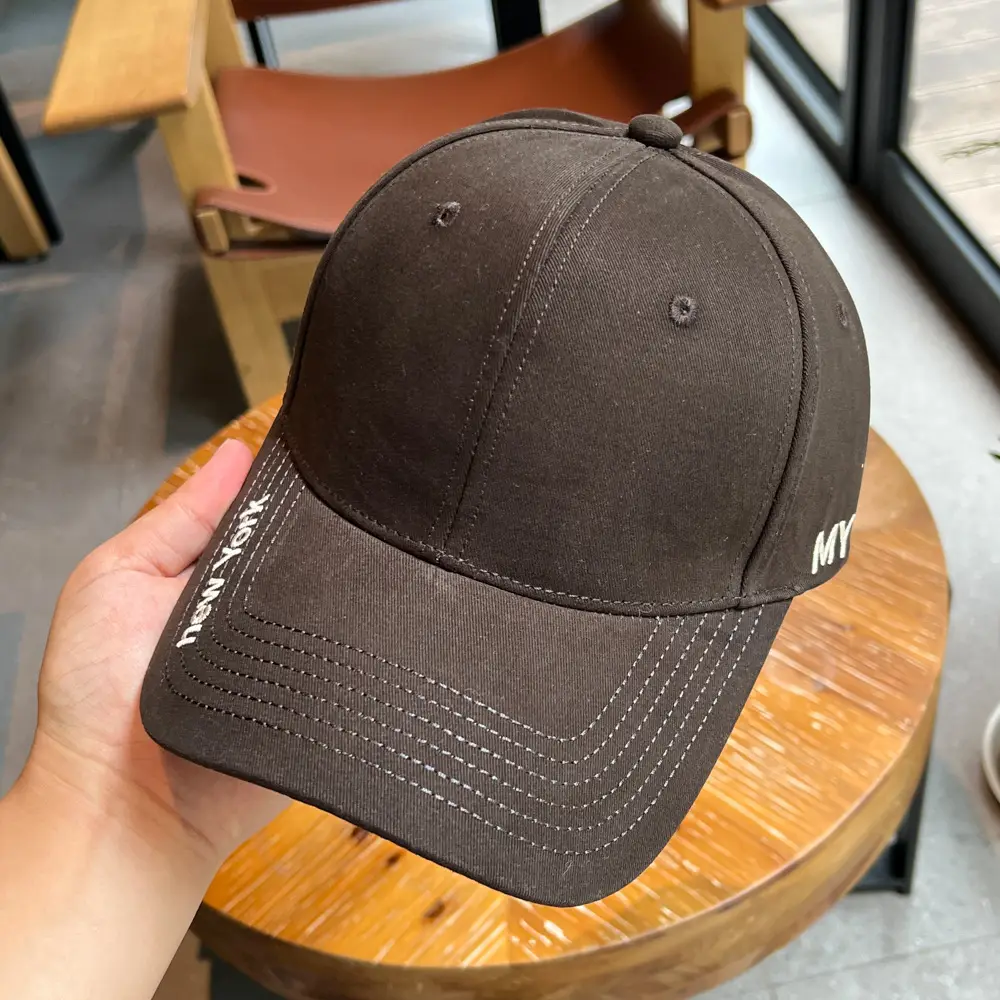 Men's Navy Blue Baseball Cap with Wide Brim & "MY" Logo — feature 11