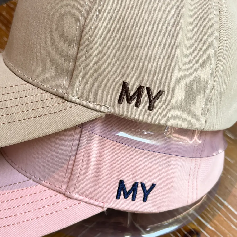 Men's Navy Blue Baseball Cap with Wide Brim & "MY" Logo — feature 14
