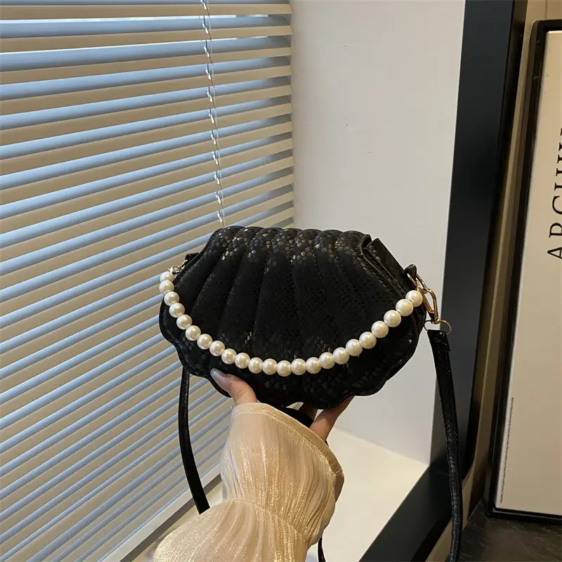 Pearl Embellished Pearl Leather Shoulder Bag for Women - Image 6