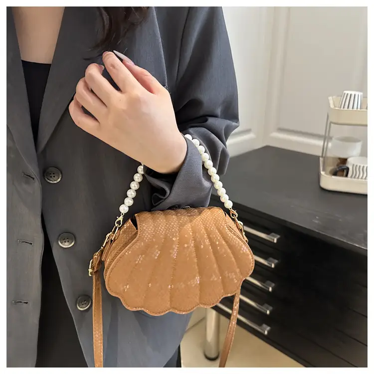 Pearl Embellished Pearl Leather Shoulder Bag for Women — feature 18