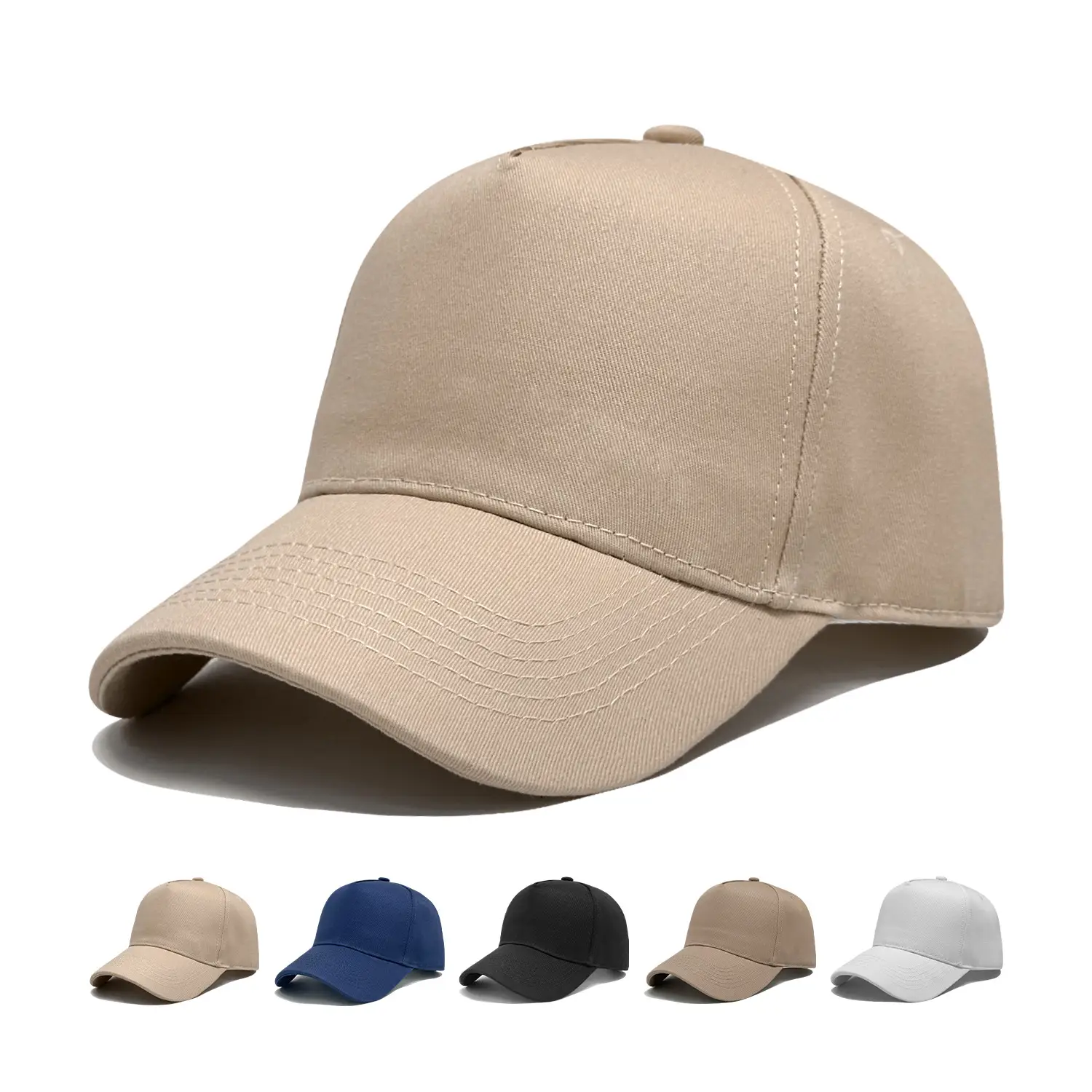 Women's Beige 5-Panel Baseball Cap with Duckbill Design - Image 7