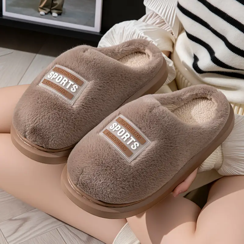 Women's Bow Style Fleece Lined Slippers Brown Winter - Image 5