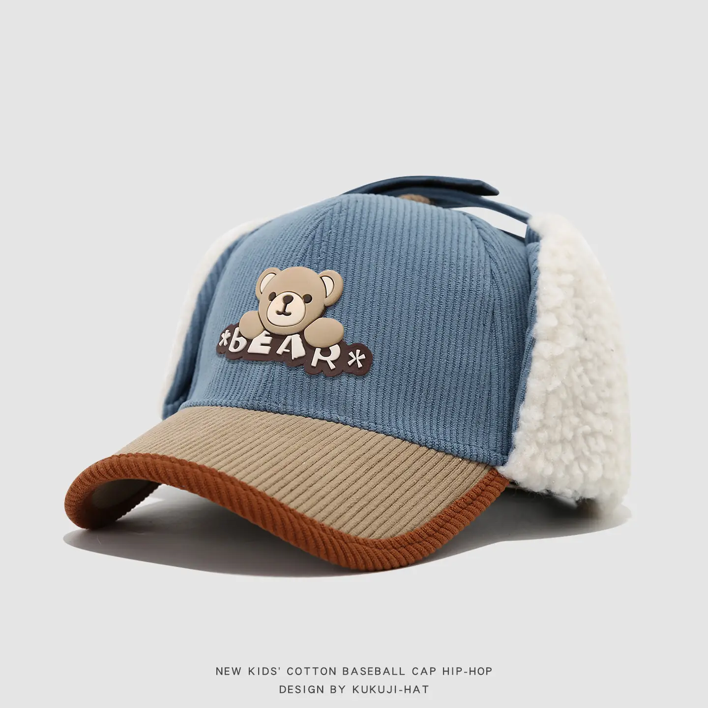 Kids Cotton Bear Cap Warm Ear Protection Winter Baseball Cap