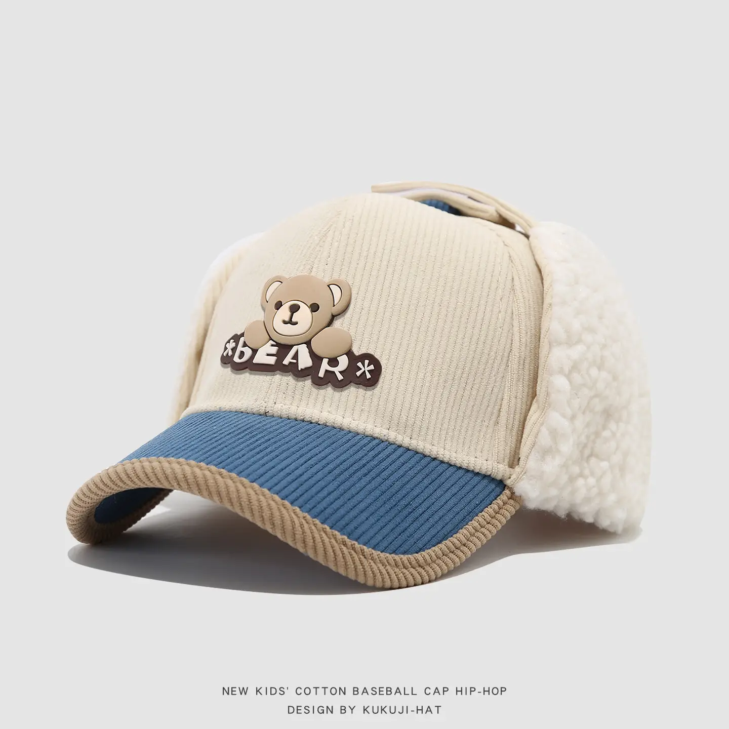 Kids Cotton Bear Cap Warm Ear Protection Winter Baseball Cap