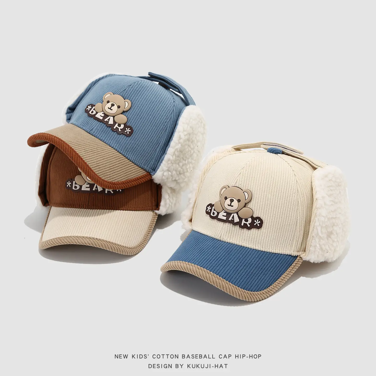 Kids Cotton Bear Cap Warm Ear Protection Winter Baseball Cap — feature 3