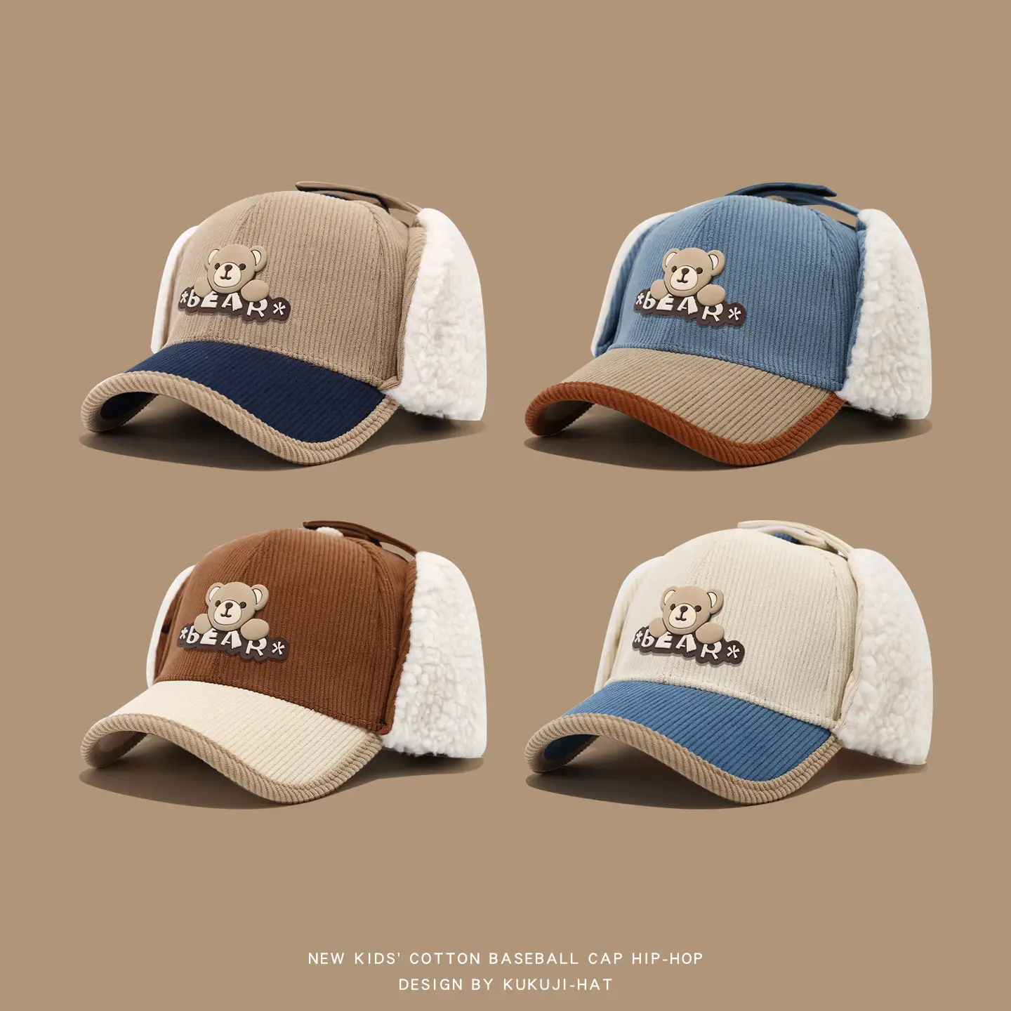 Kids Cotton Bear Cap Warm Ear Protection Winter Baseball Cap — feature 4