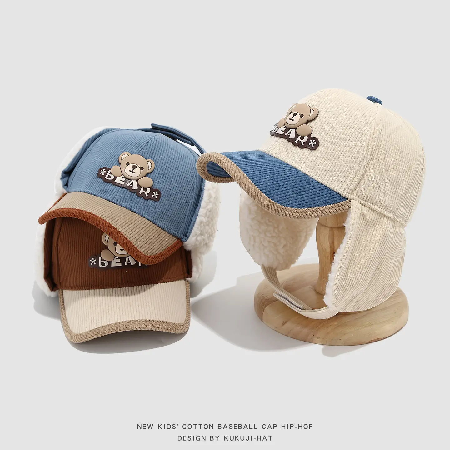 Kids Cotton Bear Cap Warm Ear Protection Winter Baseball Cap — feature 5