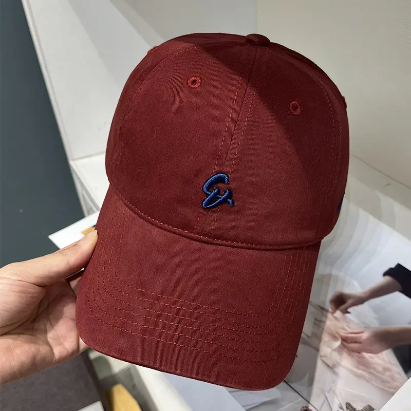Women Letter Embroidered Baseball Cap Red - Image 9
