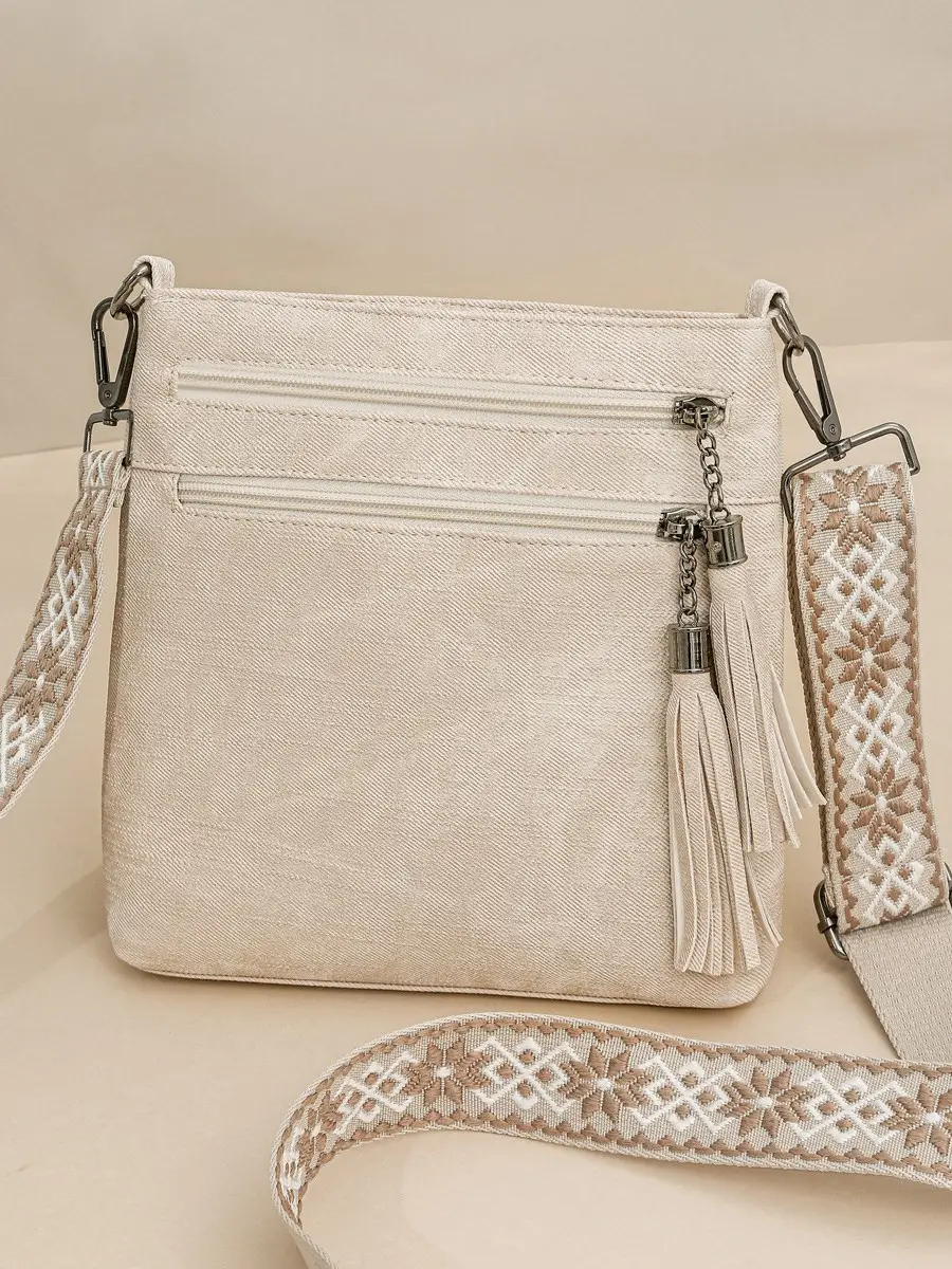 Women Retro Tassel Shoulder Bag Olive Green 2025