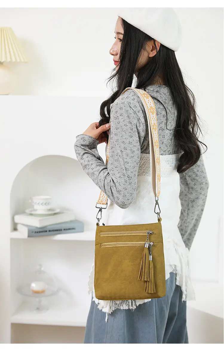 Women Retro Tassel Shoulder Bag Olive Green 2025 — feature 13